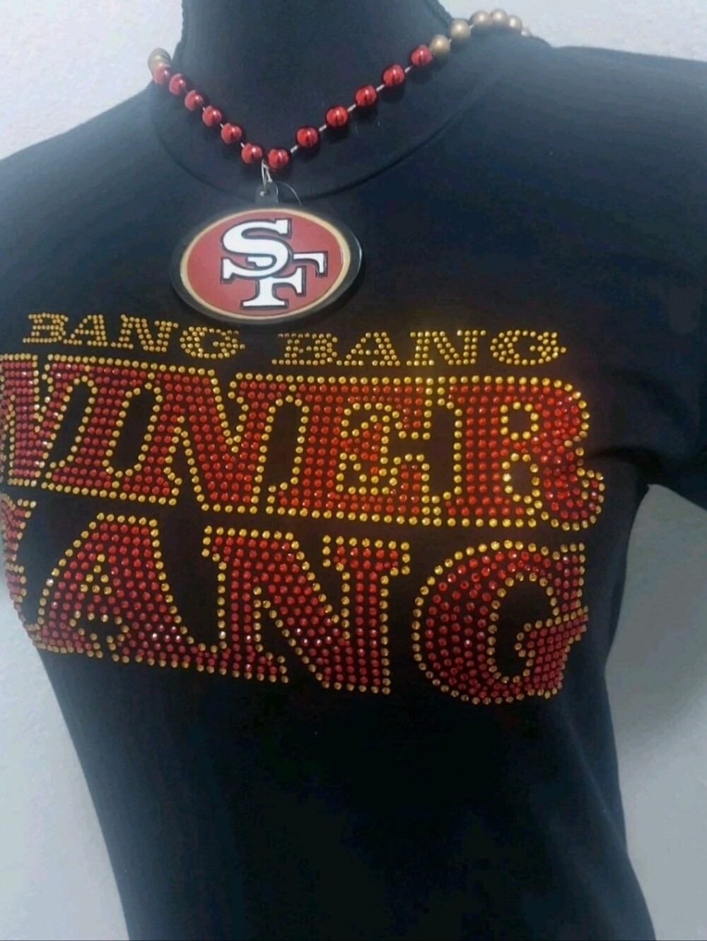 Black Niner Gang T-Shirt with Red and Gold Accents